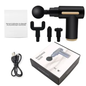 Pistolet de Massage Musculaire – Léger, Silencieux & Rechargeable | 4 Têtes – 6 Vitesses